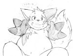  2020 3_fingers anthro bear_2key belly black_nose cute_fangs fingers fluffy fluffy_tail hi_res inner_ear_fluff japanese_text kemono nintendo open_mouth overweight pok&eacute;mon pok&eacute;mon_(species) reaching_for_viewer reaching_forward reaching_towards_viewer simple_background solo text tuft video_games white_background zangoose zangoose_day 