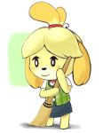  animal_crossing anthro bell bell_collar broom canid canine canis collar domestic_dog female hi_res hitsuji isabelle_(animal_crossing) mammal nintendo solo video_games 