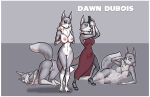  absurd_res anthro blue_eyes breasts butt canid canine canis chest_tuft clothing dawn_dubois dress female footwear fox fur grey_body grey_fur gun hi_res high_heels hybrid lingerie luraiokun mammal presenting presenting_hindquarters ranged_weapon shoes solo tuft weapon wolf 