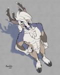  amber_eyes anthro bird&#039;s-eye_view capreoline cervid cloven_hooves hair hi_res high-angle_view hooves mammal mnty_(character) pose reindeer richard_foley solo standing white_hair 
