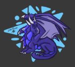  anonymous_artist aurora_stellaris belly_scales blue_eyes claws female feral hair looking_at_viewer lying purple_body purple_hair purple_skin scales scalie simple_background solo toe_claws wings 