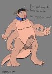  absurd_res after_transformation anthro balls claws collar erection genitals hi_res horn humanoid_genitalia humanoid_penis male mammal monster multi_arm multi_limb nude penis snout solo standing text thick_tail thoughts tongue tongue_out wolfsketchinjeff 