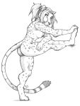  5_fingers anthro areola breasts cheetah eyebrows eyelashes felid feline female fingers fur hair looking_at_viewer mammal nipple_piercing nipples nude piercing smile solo tasanko toes 