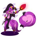  anthro big_breasts big_butt breasts butt cleavage clothed clothing dress female hat headgear headwear hi_res kobold looking_at_viewer magic_user solo staff suirano thick_thighs wizard_hat 