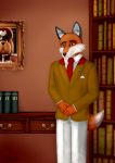 absurd_res canid canine clothing dobie-ace fox general_pepper hi_res library male mammal nintendo solo star_fox suit video_games 