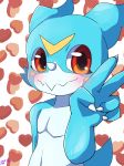  &lt;3 2020 absurd_res ambiguous_gender anthro blue_body blush claws digimon digimon_(species) flat_chested heart_pattern hi_res looking_aside markings pointy_nose red_eyes reptile scalie smile solo veemon white_claws 
