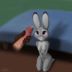  antira bodily_fluids cum cum_on_face disembodied_hand disembodied_penis disney duo female genital_fluids genitals hi_res humanoid_genitalia humanoid_penis judy_hopps kneeling lagomorph leporid looking_at_another looking_at_penis looking_up male mammal masturbation nipples nude penile penile_masturbation penis rabbit signature solo_focus zootopia 