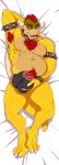  2020 absurd_res anthro armpit_hair belly biceps big_belly big_bulge body_hair bowser bulge chest_hair clothed clothing dakimakura_design digital_media_(artwork) fingers hair hairy hi_res horn huge_bulge koopa lying male mammal mario_bros moobs musclegut muscular muscular_male navel nintendo on_back open_mouth overweight overweight_male pecs pubes scalie simple_background smile solo speedo spikes swimwear thick_thighs underwear video_games xngfng95 