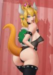  alternate_species animal_humanoid big_breasts big_butt blonde_hair blue_eyes bowser bowsette_meme breasts butt butt_focus clothing collar crossgender crown deilan12 female green_shell hair hi_res horn horned_humanoid humanoid humanoidized legwear looking_at_viewer looking_back mario_bros mature_female mtf_crossgender nintendo panties scalie shell spikes super_crown thigh_highs tongue tongue_out under_boob underwear video_games 