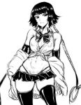  1girl absurdres alternate_costume black_hair bleach breasts contrapposto cowboy_shot gggg highres long_hair navel shirt sketch skindentation skirt small_breasts solo sui-feng thighhighs tied_shirt white_background 