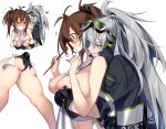  /\/\/\ 2girls aek-999_(girls_frontline) apron ass black_gloves blush breasts brown_eyes brown_hair clenched_teeth deathalice fingering girls_frontline gloves goggles goggles_on_head headphones holding holding_spoon hug hug_from_behind large_breasts long_hair multiple_girls naked_apron nipples ponytail pussy short_hair silver_hair simple_background smile spoon tears teeth thighs uncensored upper_body white_background yellow_eyes yuri 