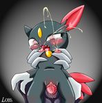 blush cum female lactating lobs male nintendo open_mouth pok&#233;mon pokemon pussy red_eyes sneasel straight tears vaginal video_games weavile 