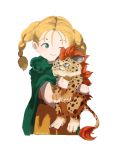  1girl bianca blonde_hair blue_eyes cape closed_mouth dragon_quest dragon_quest_v dress highres momentum_(wcfm5787) short_hair short_twintails simple_background smile twintails white_background 