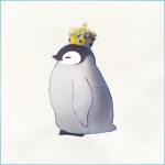  ayu_(mog) bird closed_eyes crown emperor_penguin from_side full_body grey_background no_humans original penguin simple_background symbol_commentary 