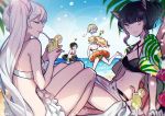  4girls :d barefoot bikini bikini_skirt bikini_top black_bikini black_hair blake_belladonna blonde_hair blue_sky blurry_foreground closed_eyes closed_mouth criss-cross_halter cup day drinking drinking_straw ecru halterneck heart holding holding_cup innertube layered_skirt lens_flare long_hair microskirt multiple_girls ocean open_mouth outdoors parted_lips ponytail prosthesis prosthetic_arm red_bikini ruby_rose running rwby sarong short_hair shoulder_blades side_ponytail silver_hair sitting skirt sky smile soles sparkle striped striped_bikini sunlight swimsuit tied_hair very_long_hair weiss_schnee white_bikini white_skirt yang_xiao_long yellow_bikini yellow_eyes 