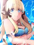  1girl blonde_hair blue_eyes breasts highres orafa pointy_ears princess_connect! princess_connect!_re:dive sasaki_saren swimsuit 