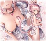  :d =d animal_ears apron areolae ass bangs blush breasts cat_ears cat_tail cleavage collarbone commentary_request covered_nipples fang final_fantasy final_fantasy_xiv floral_background frilled_apron frills heart heart_collar highres large_breasts looking_back miqo&#039;te multiple_views naked_apron nipple_slip nipples no_bra no_panties open_mouth pink_hair ponytail shannon_(chiffonx) sideboob sidelocks signature sleeveless smile sweat sweatdrop tail upper_body 