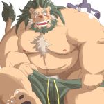  1:1 2020 anthro arsalan belly blush bottomwear clothing felid hi_res hottophoto kemono lion male mammal moobs nipples overweight overweight_male pantherine pubes shorts solo tokyo_afterschool_summoners undressing video_games 
