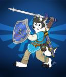  arrow bow canid canine canis doggettdouglasmcdog dusk_lycanroc hi_res link_(wolf_form) lycanroc male mammal melee_weapon nintendo pok&eacute;mon pok&eacute;mon_(species) scabbard shield solo super_smash_bros. super_smash_bros._ultimate sword the_legend_of_zelda the_legend_of_zelda:_breath_of_the_wild video_games weapon wolf 