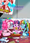  bed book card english_text equid equine female feral food friendship_is_magic furniture hi_res horn horse inside magazine mammal my_little_pony pia-sama pinkie_pie_(mlp) pizza pony pterippus rainbow_dash_(mlp) sitting text twilight_sparkle_(mlp) unicorn wings 