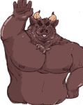  2012 anthro bara_29 belly bovid bovine cattle hi_res humanoid_hands kemono male mammal moobs nipples one_eye_closed overweight overweight_male simple_background solo tongue tongue_out white_background wink 