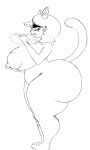  anthro areola belly big_breasts big_butt breasts butt catti_(deltarune) chubby_female curvy_figure deltarune domestic_cat ear_piercing ear_ring eating eyeliner eyeshadow fangs felid feline felis female food hair hi_res hot_dog huge_breasts huge_butt makeup mammal monochrome neom-daddy nipples nude piercing side_view slightly_chubby solo standing thick_thighs video_games voluptuous 