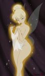  angry blonde_hair blue_eyes clothed clothing disney fairy female hair hi_res humanoid inusen mostly_nude nipples not_furry solo tinkerbell topless translucent translucent_clothing underwear wings 