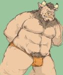  2012 anthro bara_29 belly blush bovid bovine bulge cattle clothing hi_res kemono male mammal moobs nipples overweight overweight_male simple_background solo underwear 