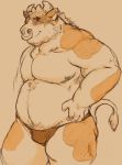  2012 anthro bara_29 belly bovid bovine bulge cattle clothing hi_res humanoid_hands kemono male mammal moobs nipples overweight overweight_male simple_background solo underwear 