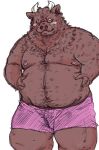  2012 anthro bara_29 belly bovid bovine cattle clothing eyewear glasses hi_res humanoid_hands kemono male mammal moobs navel nipples overweight overweight_male simple_background solo underwear white_background 