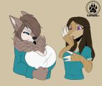  amy_olara-okello big_breasts blue_eyes breast_envy breasts brown_body brown_fur brown_hair canid canine canis claws clothing domestic_dog dreadlocks fluffy fur furkinghell hair hand_on_chest husky mammal nordic_sled_dog pangolin purple_eyes spitz tight_clothing winter_locklear zipper 