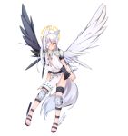  2020 absurd_res animal_humanoid bandage canid canid_humanoid canine canine_humanoid eyuzi fox_humanoid hair halo hi_res humanoid male mammal mammal_humanoid mismatched_wings one_eye_obstructed simple_background solo white_background white_hair wings young 