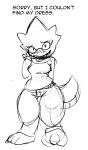  alphys anthro bantro barefoot blush bottomwear breasts buckteeth clothed clothing dialogue english_text eyewear female glasses looking_at_viewer monochrome non-mammal_breasts open_mouth open_smile pants reptile scalie shirt smile solo sweatpants teeth text thick_tail thick_thighs thigh_gap topwear undertale video_games wide_hips 