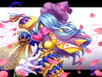  2019 4:3 arthropod bee blue_hair character_name cloak clothing crown drawcia duo eyelashes female floating_hands frilly fur_trim_(clothing) gloves hair handwear hat headgear headwear hi_res hymenopteran insect kirby_(series) kuuki_soyo79 long_hair nintendo pink_background purple_eyes queen_sectonia scarf simple_background small_waist video_games wasp witch_hat yellow_eyes 