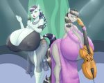  5:4 absurd_res anthro big_breasts blues64 bowed_string_instrument breasts cello cleavage clothed clothing coloratura_(mlp) coralleaf dress duo equid equine eyes_closed female friendship_is_magic hi_res horse huge_breasts hyper hyper_breasts mammal marauder6272 musical_instrument my_little_pony nipple_outline octavia_(mlp) pony string_instrument translucent translucent_clothing 