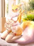  2020 absurd_res anthro bride clothed clothing digimon digimon_(species) dress female hi_res renamon smile solo text url v-tal wedding_dress 