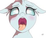  2020 absurd_res azerta56 blush digital_media_(artwork) eyebrows eyelashes fangs female feral friendship_is_magic front_view hi_res horn looking_at_viewer mouth_shot my_little_pony ocellus_(mlp) signature simple_background solo teeth tongue white_background 