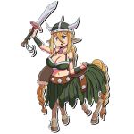  1:1 2019 5_fingers absurd_res alpha_channel braided_hair braided_tail breasts centaur cleavage clothed clothing equid equid_taur equine equine_taur female fingers fist hair hi_res holding_object holding_sword holding_weapon hooves horned_helmet mammal mammal_taur melee_weapon oppaihobby solo sword taur weapon 