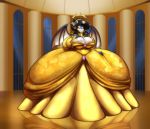  anthro ballroom_gown big_breasts breasts cleavage clothed clothing crown dragon dress female fully_clothed gown huge_breasts membrane_(anatomy) membranous_wings non-mammal_breasts purple_eyes solo swissy toughset window wings 