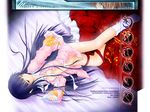  black_hair houraisan_kaguya long_hair long_sleeves lying naked_shirt no_panties nobuyuki on_side open_clothes shirt socks solo touhou 