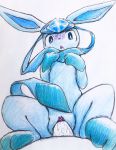  3_toes black_nose blue_body blue_eyes blue_fur blue_paws blush clitoris colored_pencil_(artwork) duo ears_up eeveelution eiroru female female_focus female_on_top female_penetrated feral feral_focus feral_penetrated first_person_view fur genitals glaceon hi_res leg_markings male male/female male_penetrating male_penetrating_female markings nintendo on_top open_mouth penetration penis pok&eacute;mon pok&eacute;mon_(species) pussy sex snout socks_(marking) solo_focus spread_legs spreading toes tongue traditional_media_(artwork) vaginal vaginal_penetration video_games wide_eyed 