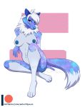  2020 anthro blue_nipples breasts canid canine canis digital_media_(artwork) female galaxy_fur grey_eyes hi_res mammal nipples nude solo text unnatural_colors url wolf wolfpsalm 