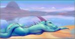  2020 256:135 anthro day detailed_background digital_media_(artwork) dragon female horn outside red_eyes scales sky smile solo spines viwrastupr wingless_dragon 