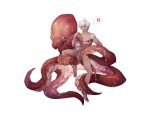  2020 ambiguous_gender cephalopod coleoid convenient_censorship ear_piercing feral hair horizontal_pupils human male mammal marine mollusk mosilll nipple_piercing nipples nude octopodiform piercing red_eyes simple_background suckers tattoo tentacles white_background white_hair 
