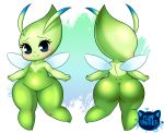  2017 3_fingers antennae_(anatomy) big_butt blue_eyes blush breasts butt celebi dipstick_antennae eyelashes female fingers green_body humanoid insect_wings legendary_pok&eacute;mon multicolored_antennae nintendo not_furry plumppanther_(artist) pok&eacute;mon pok&eacute;mon_(species) small_breasts smile solo thick_thighs video_games wide_hips wings 