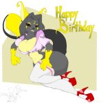  1:1 anthro artz artz_(eevee) balls big_breasts big_butt birthday breasts butt cleavage cleavage_overflow clothed clothing curvy_figure eevee female feral footwear genitals group hi_res high_heels kuroodod_(fursona) legwear nintendo pok&eacute;mon pok&eacute;mon_(species) raichu shoes solo_focus stockings these_aren&#039;t_my_glasses topwear video_games 