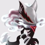  2019 anthro black_body black_fur canid canine canis clothing dipstick_tail fur gloves grey_background hair handwear hi_res infinite_(sonic) jackal male mammal mask mennnntaiko multicolored_tail simple_background solo sonic_forces sonic_the_hedgehog_(series) white_body white_fur white_hair 