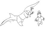  asher_sparrow_(seabreeze629) carpet_shark chinese_paddlefish claws epaulette_shark fish longtail_carpet_shark male marine monochrome pose seabreeze629 seabreeze_gladius_(seabreeze629) shark sharp_teeth size_difference teeth 