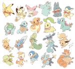  2019 ambiguous_gender amphibian anthro avian baby_pok&eacute;mon black_eyes blue_body blush brown_body bulbasaur canid canine charmander chikorita chimchar claws cyndaquil dated eevee elephantid eyes_closed fangs felid feline feral food green_body group holding_food holding_object mammal meowth mudkip munchlax necktie nintendo open_mouth orange_body phanpy pikachu pink_body piplup pok&eacute;mon pok&eacute;mon_(species) primate proboscidean red_eyes reptile riolu rodent scalie shinx simple_background skitty squirtle standing tan_body torchic totodile treecko turtwig video_games vulpix white_background yellow_body yellow_eyes yura_inaho 