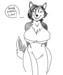  ! 2020 anthro apron apron_only big_breasts black_and_white black_body black_fur black_hair breasts canid canine canis chest_tuft cleavage clothed clothing curvy_figure dialogue domestic_dog english_text eyes_closed female fur hair happy hth_studios husky jezzel_(hth) mammal monochrome mostly_nude multicolored_body multicolored_fur nordic_sled_dog open_mouth simple_background solo speech_bubble spitz text thick_thighs tuft two_tone_body two_tone_fur unknown_artist voluptuous white_background white_body white_fur 